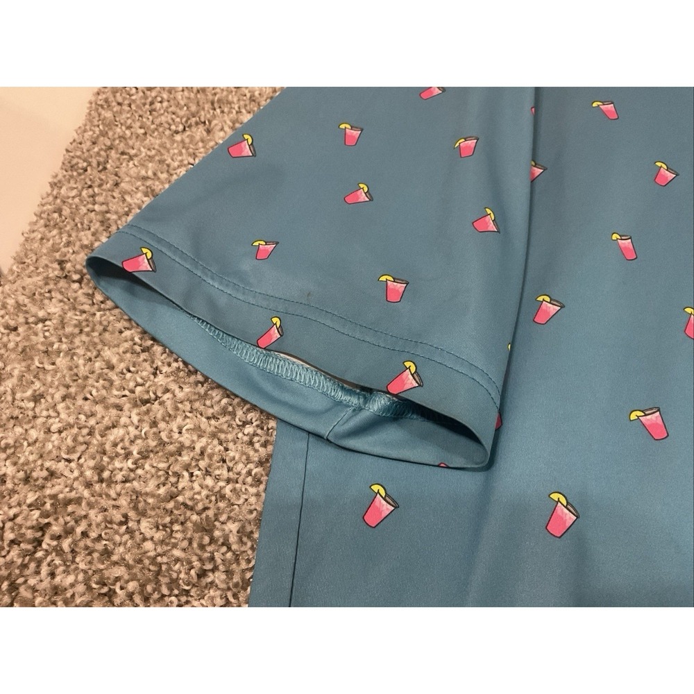 FootJoy FJ Golf Polo Shirt Men's Blue Cocktail Drink Hawaiian Print Polo Sz L - Picture 4 of 8